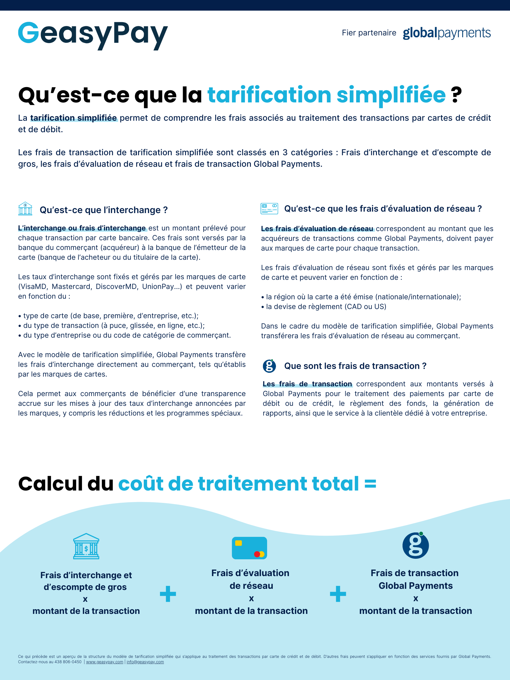 Tarification simplifiée Geasy pay global payments